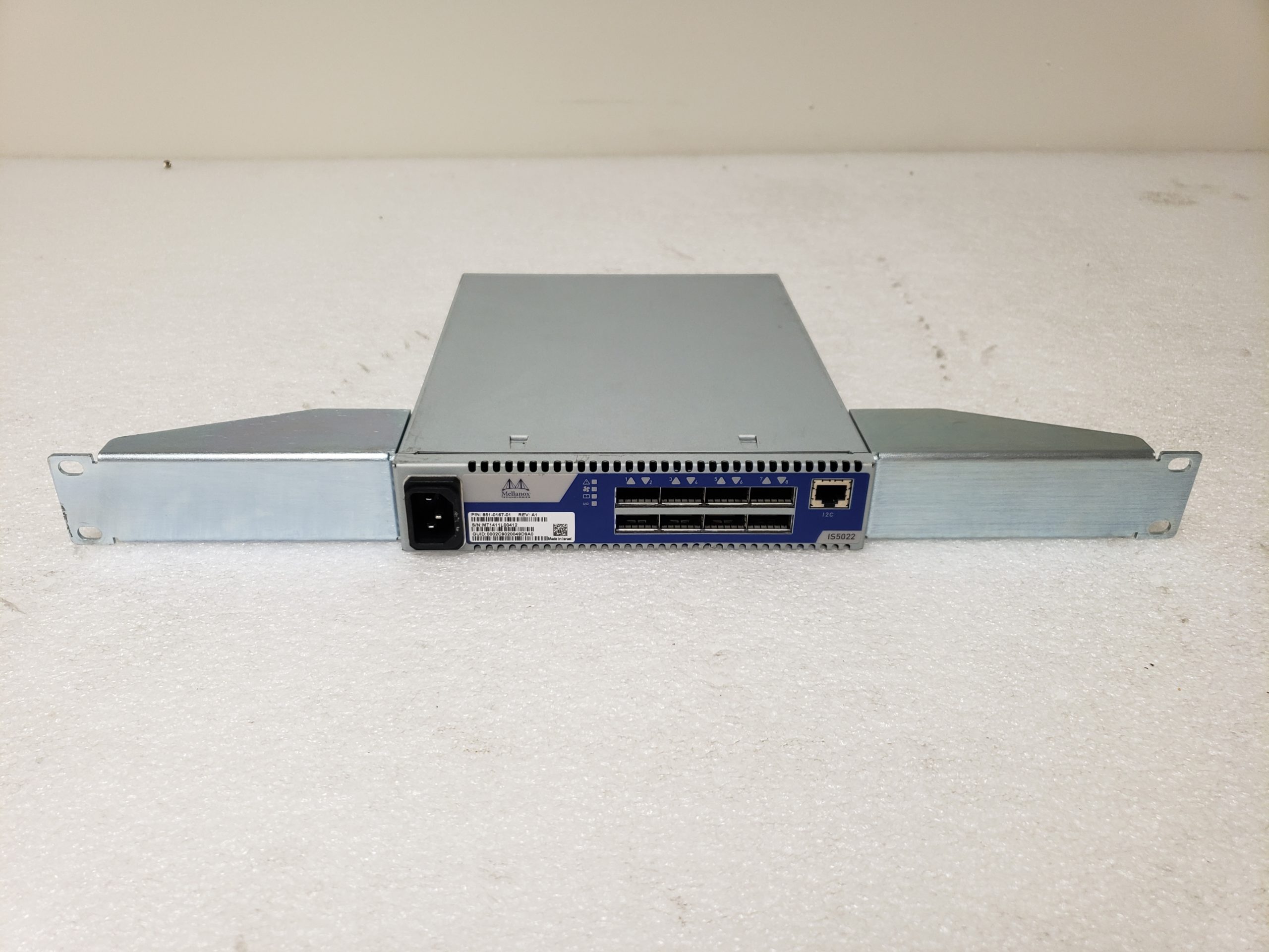 Mellanox IS5022 8 Port InfiniScale InfiniBand Switch 851-0167-01 w/ Rack  Ears