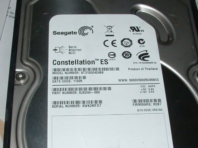 Seagate Constellation ES  1TB 7.2K  SAS  3.5” Drives ST31000424SS 